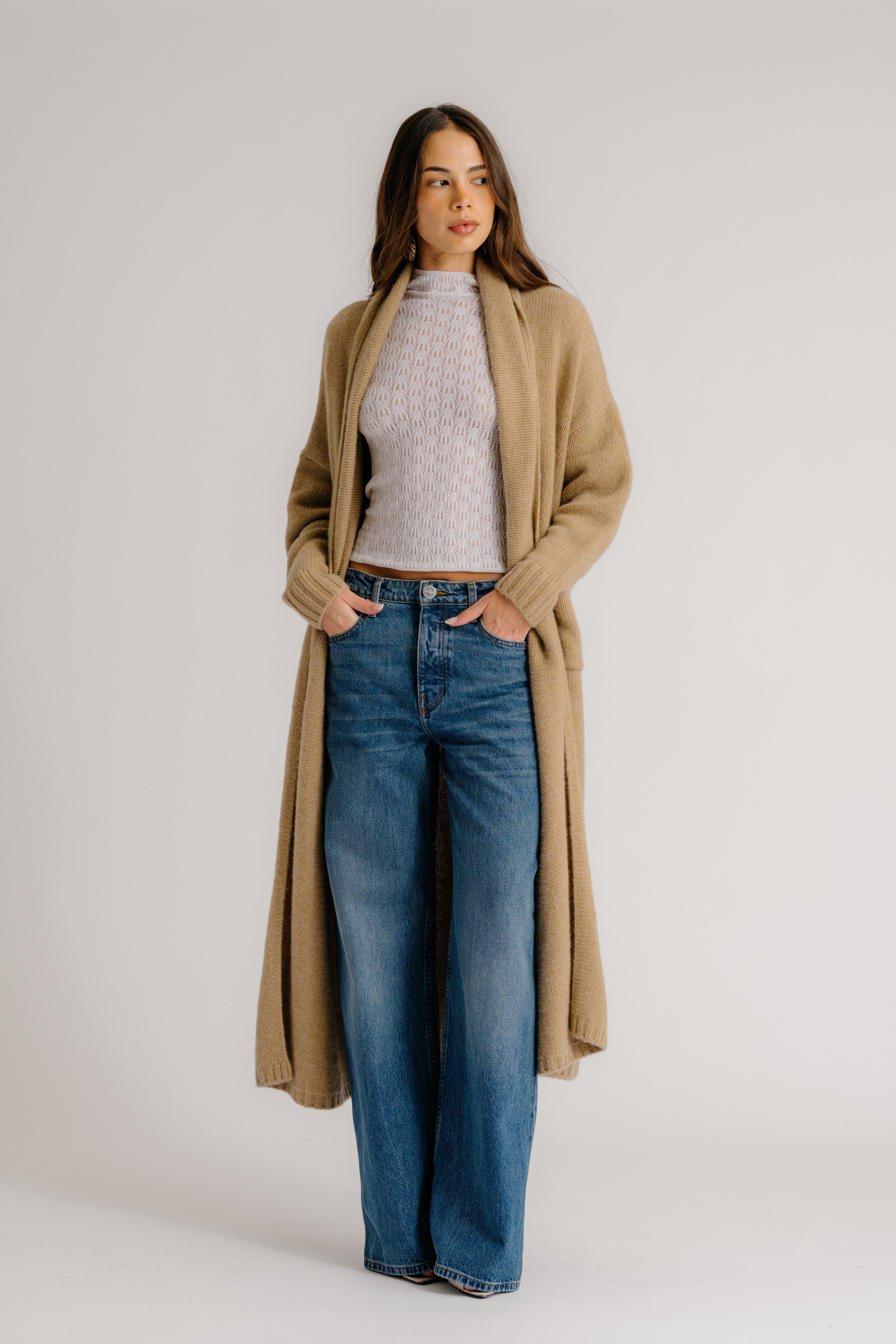 SULLIVAN BELTED SHAWL CASHMERE DUSTER | CAMEL