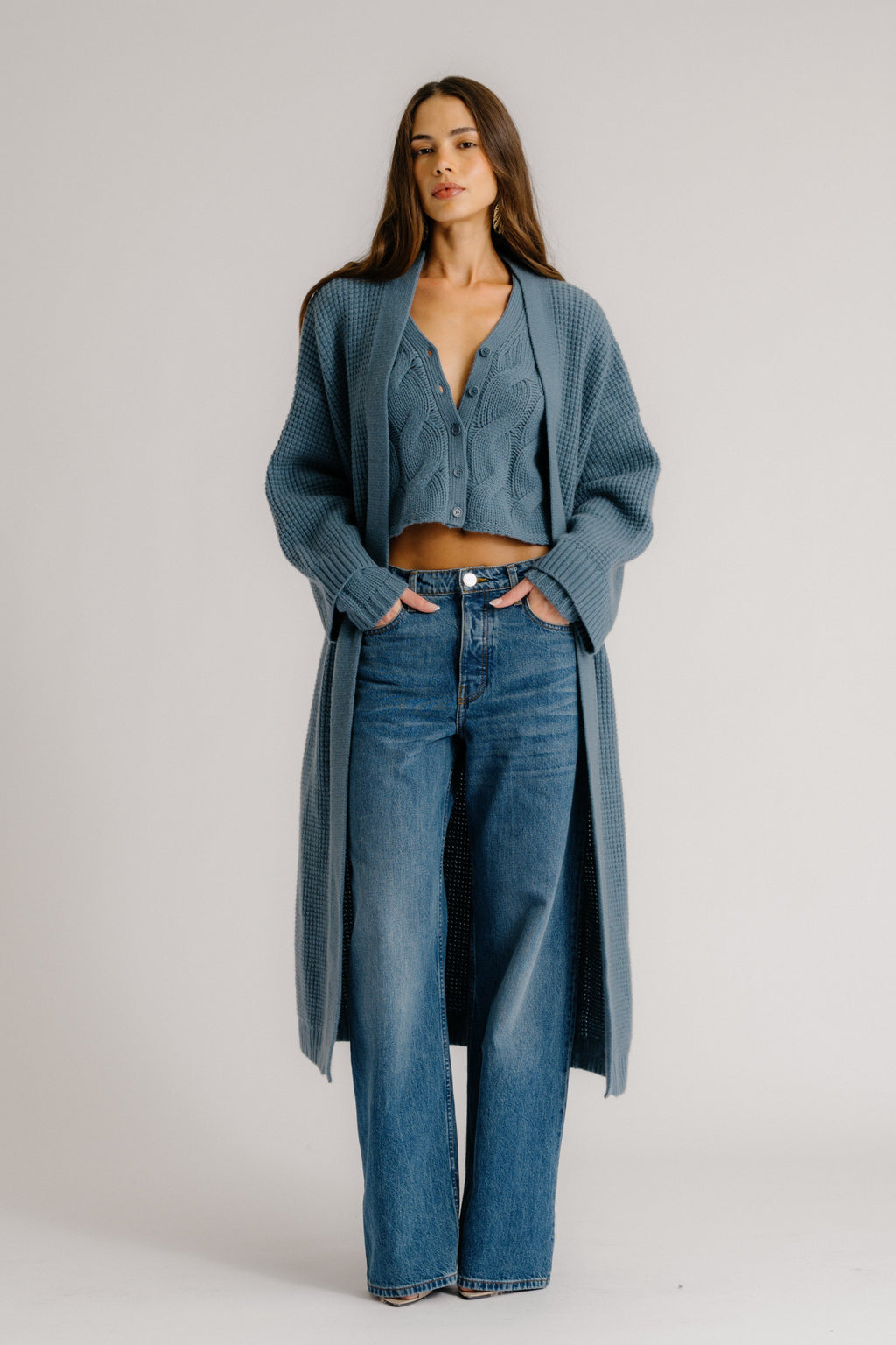 CEDAR SLOUCHY CASHMERE DUSTER | SMOKY BLUE