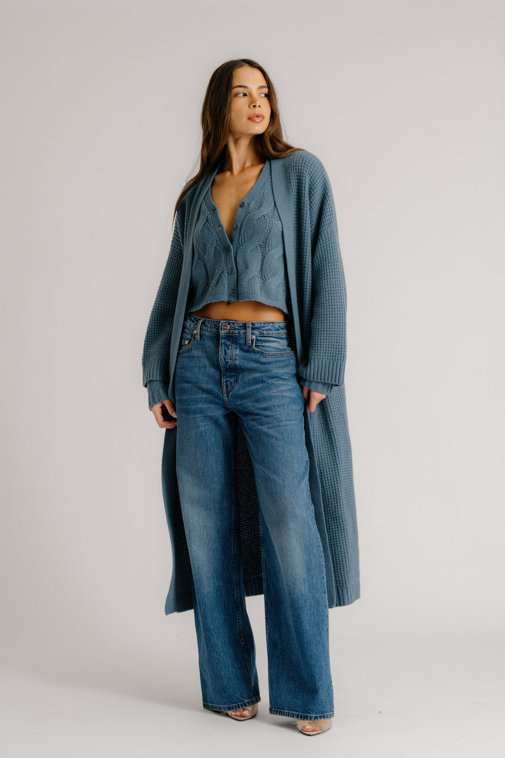 CEDAR SLOUCHY CASHMERE DUSTER | SMOKY BLUE