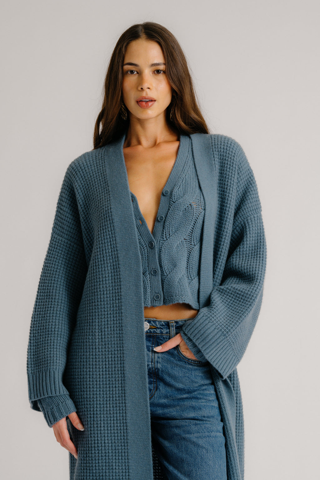 CEDAR SLOUCHY CASHMERE DUSTER | SMOKY BLUE