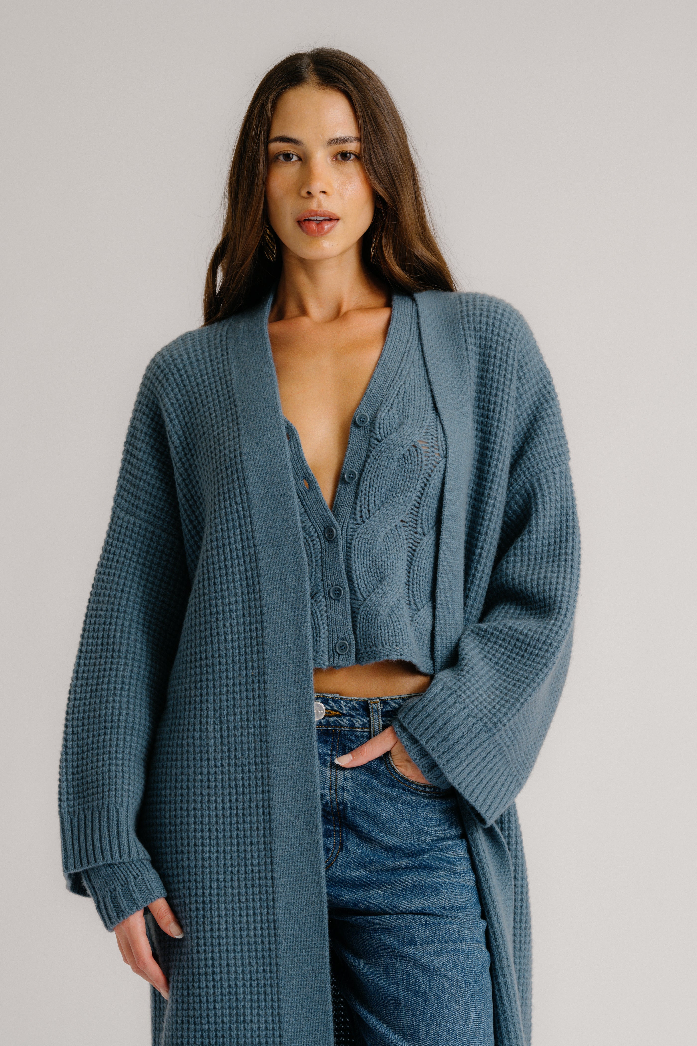 CEDAR SLOUCHY CASHMERE DUSTER | SMOKY BLUE