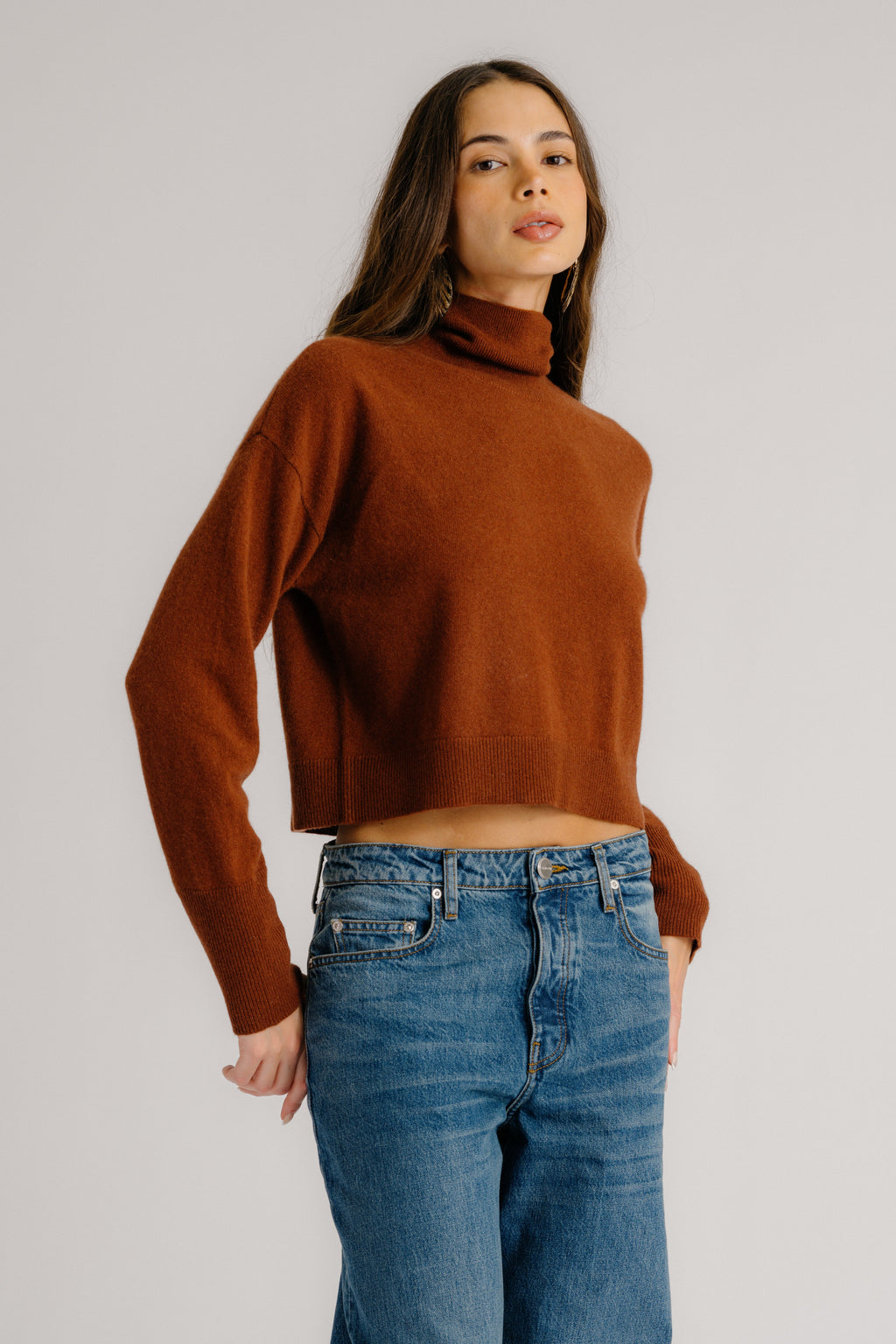 SABLE CASHMERE TURTLENECK SWEATER | MAHOGANY