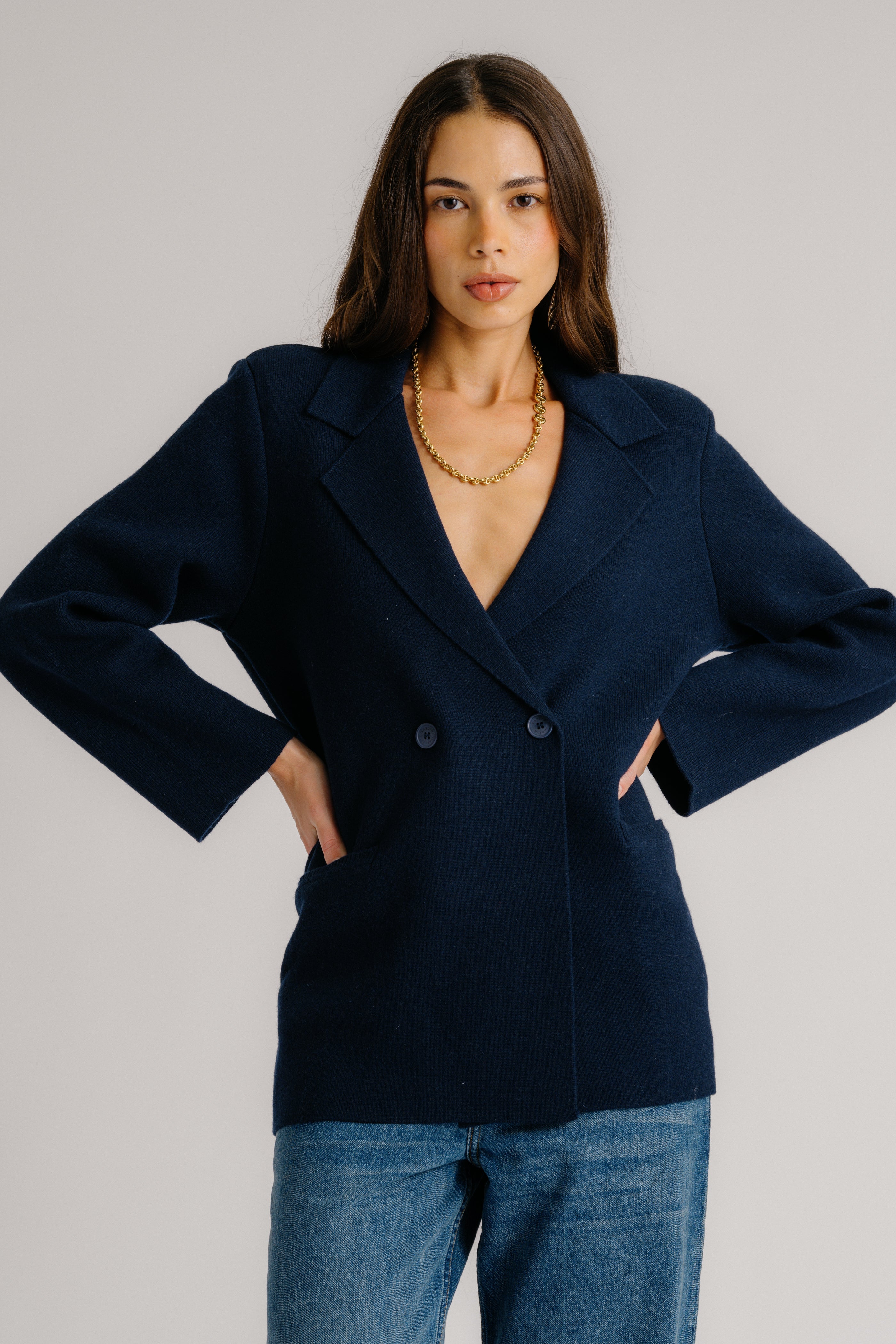 VIVIAN RELAXED DOUBLE BREASTED BLAZER | MIDNIGHT NAVY