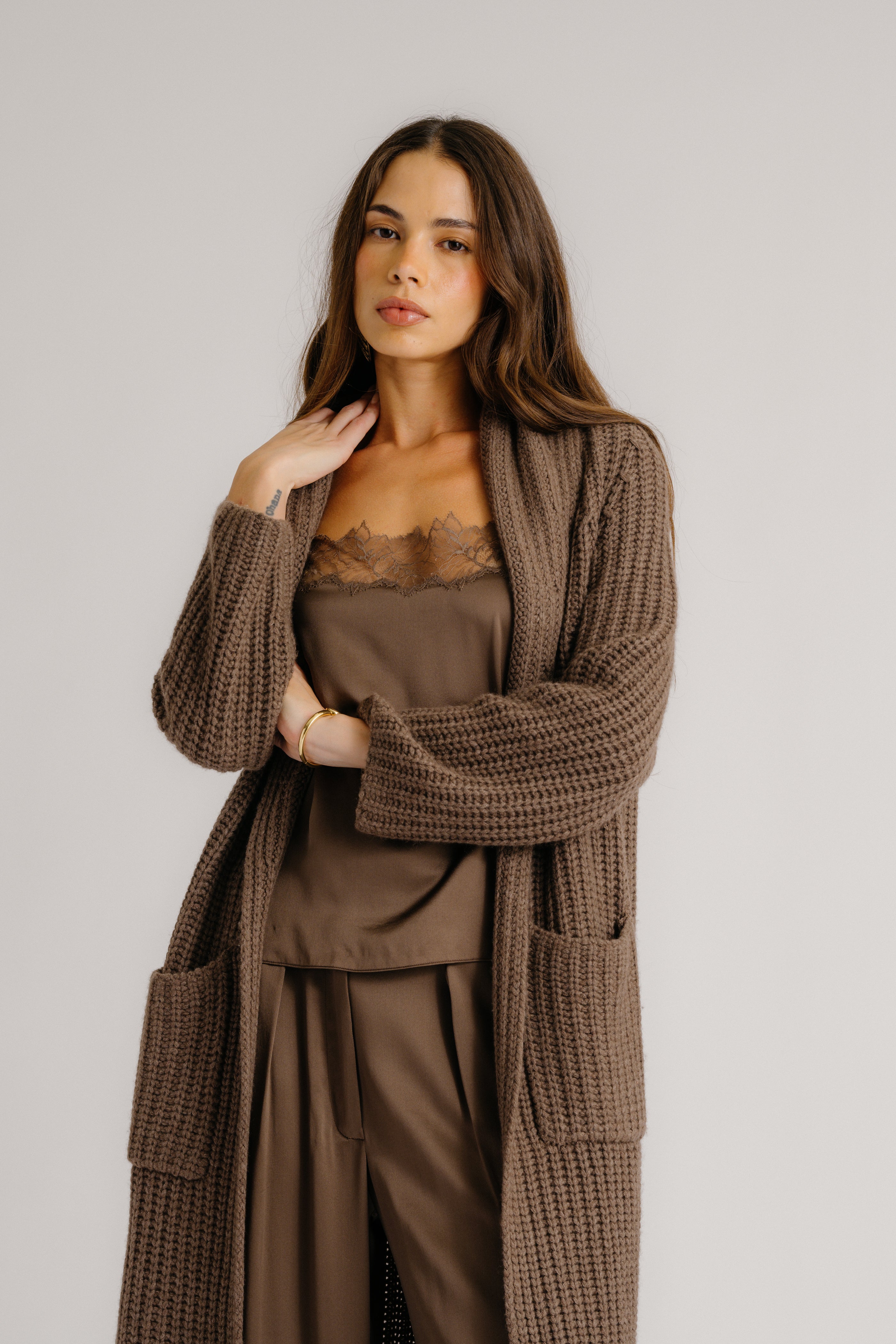 EDEN SHAWL COLLAR CASHMERE DUSTER | SWISS BROWN