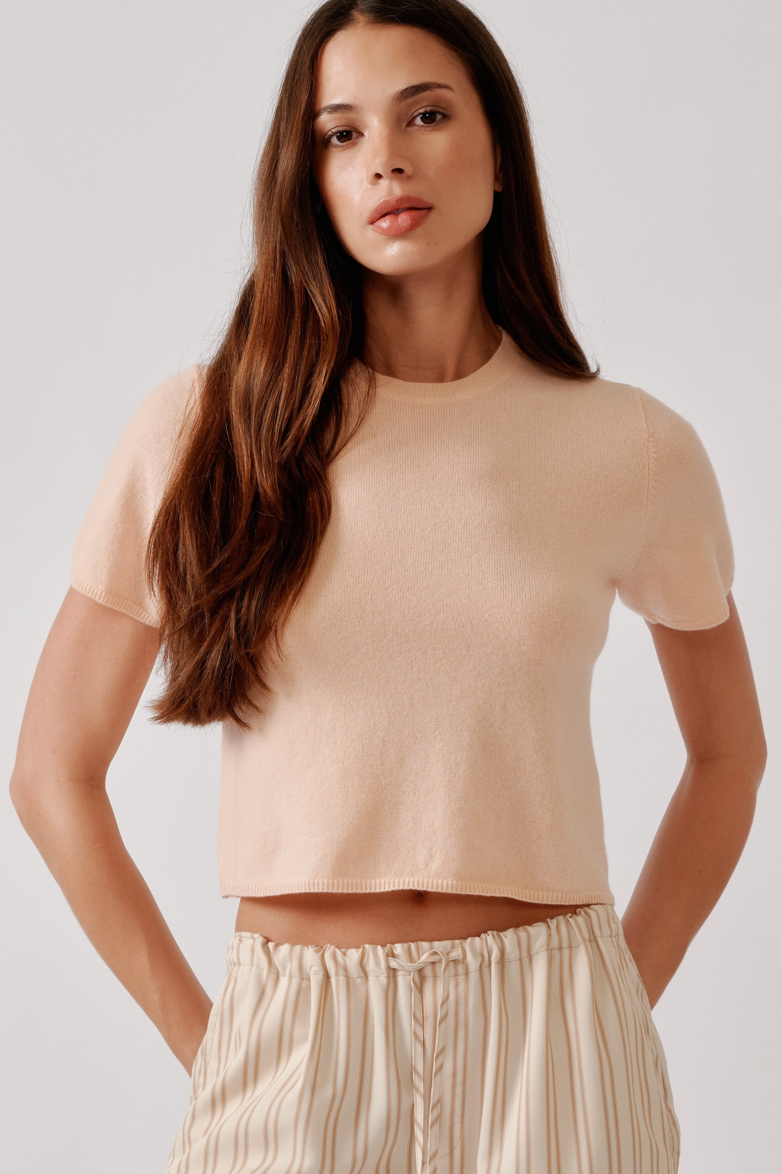 CHARLESTON RELAXED CREWNECK CASHMERE TEE | SHERBET