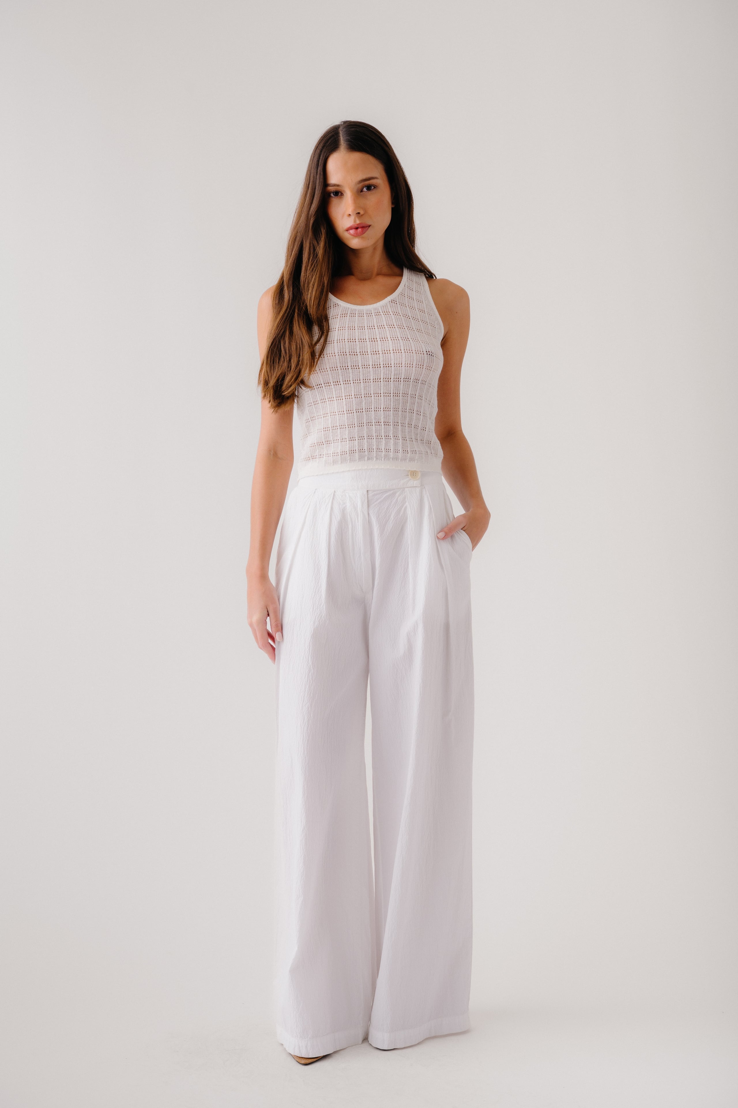 CORDELIA SCOOPED NECK TANK | GARDENIA