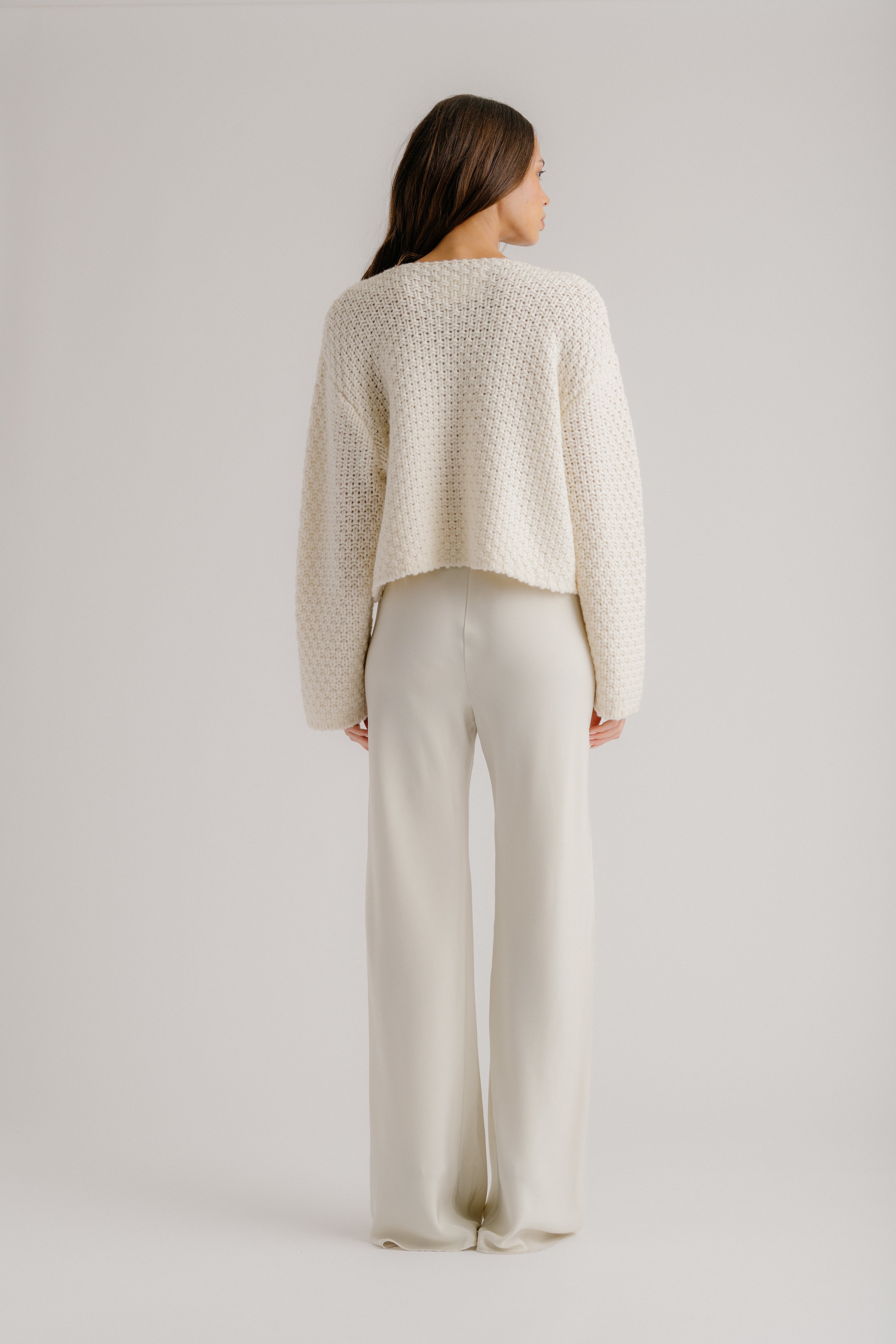 CHARLENE CROPPED WELT POCKET CASHMERE JACKET | GARDENIA