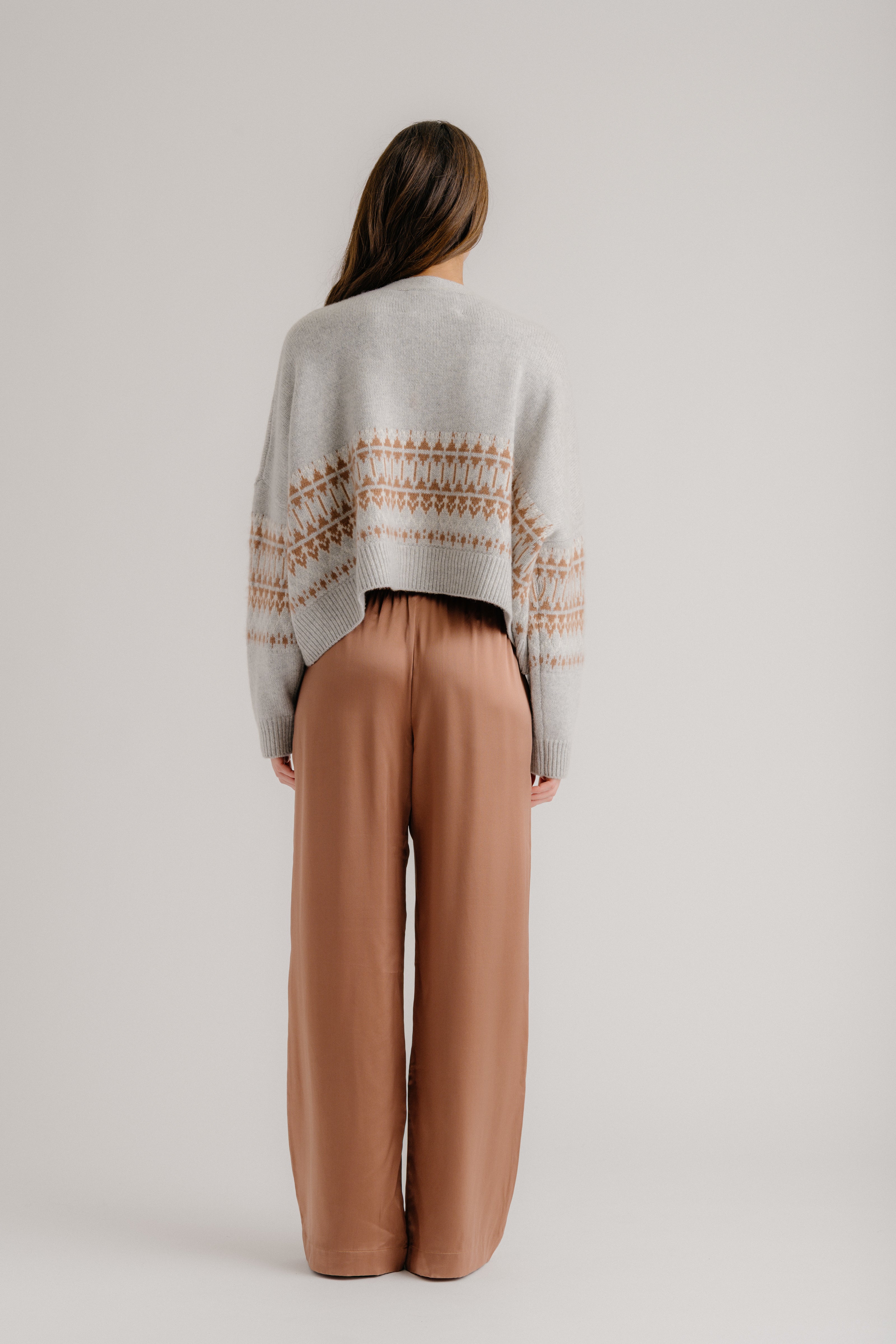 ELLIOT BOXY CROPPED CASHMERE FAIR ISLE CARDIGAN | FOGGY MULTI