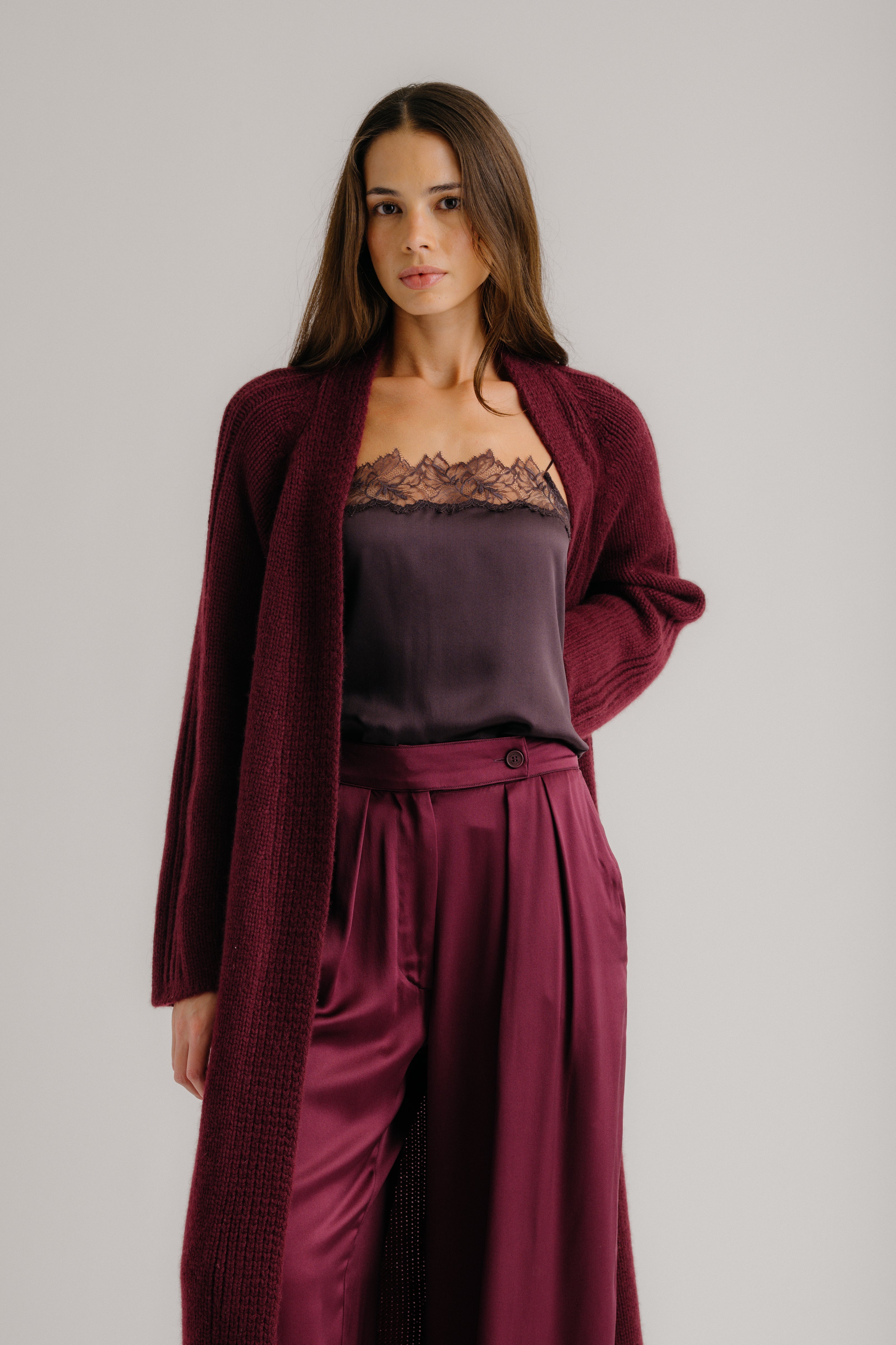 MERCEDES RELAXED CASHMERE DUSTER | BORDEAUX