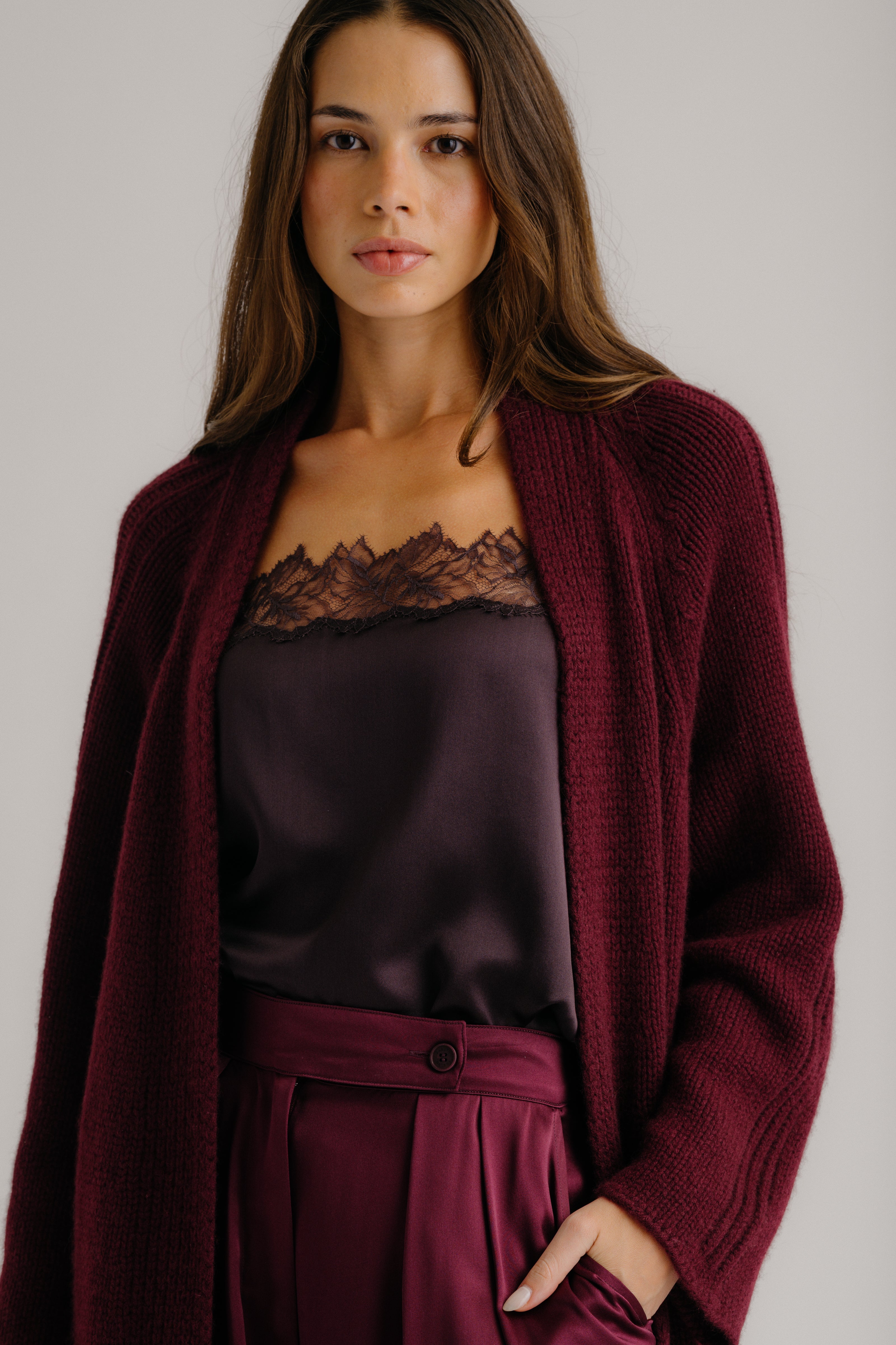 MERCEDES RELAXED CASHMERE DUSTER | BORDEAUX