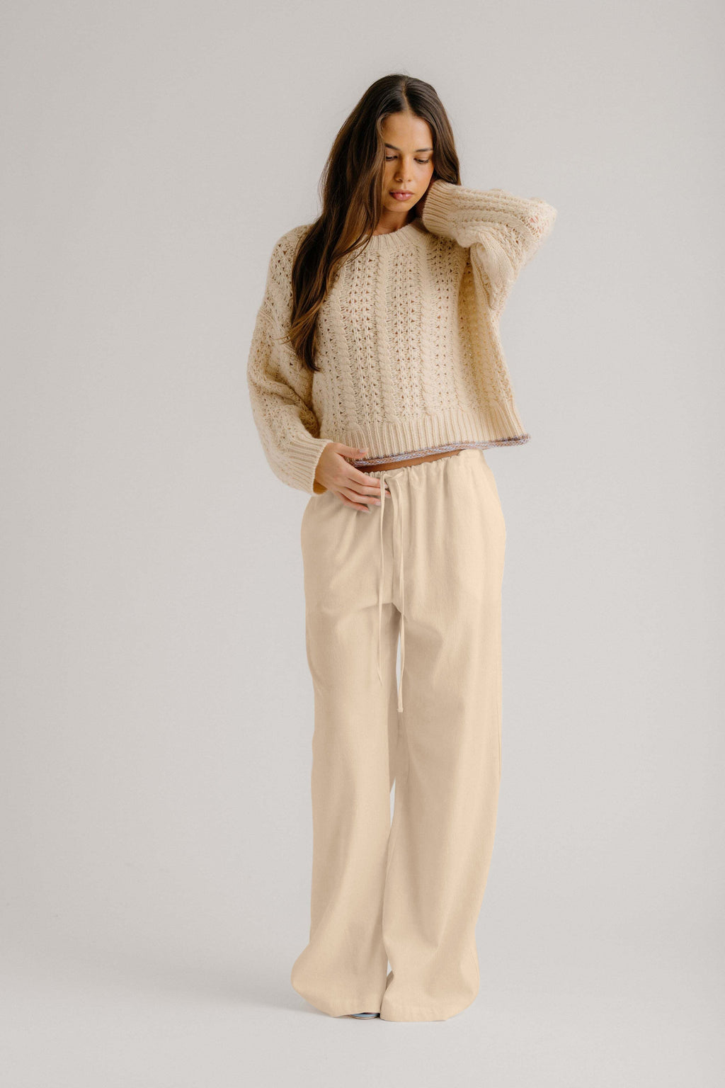 TARA SLOUCHY CASHMERE CREWNECK | BUTTERCREAM