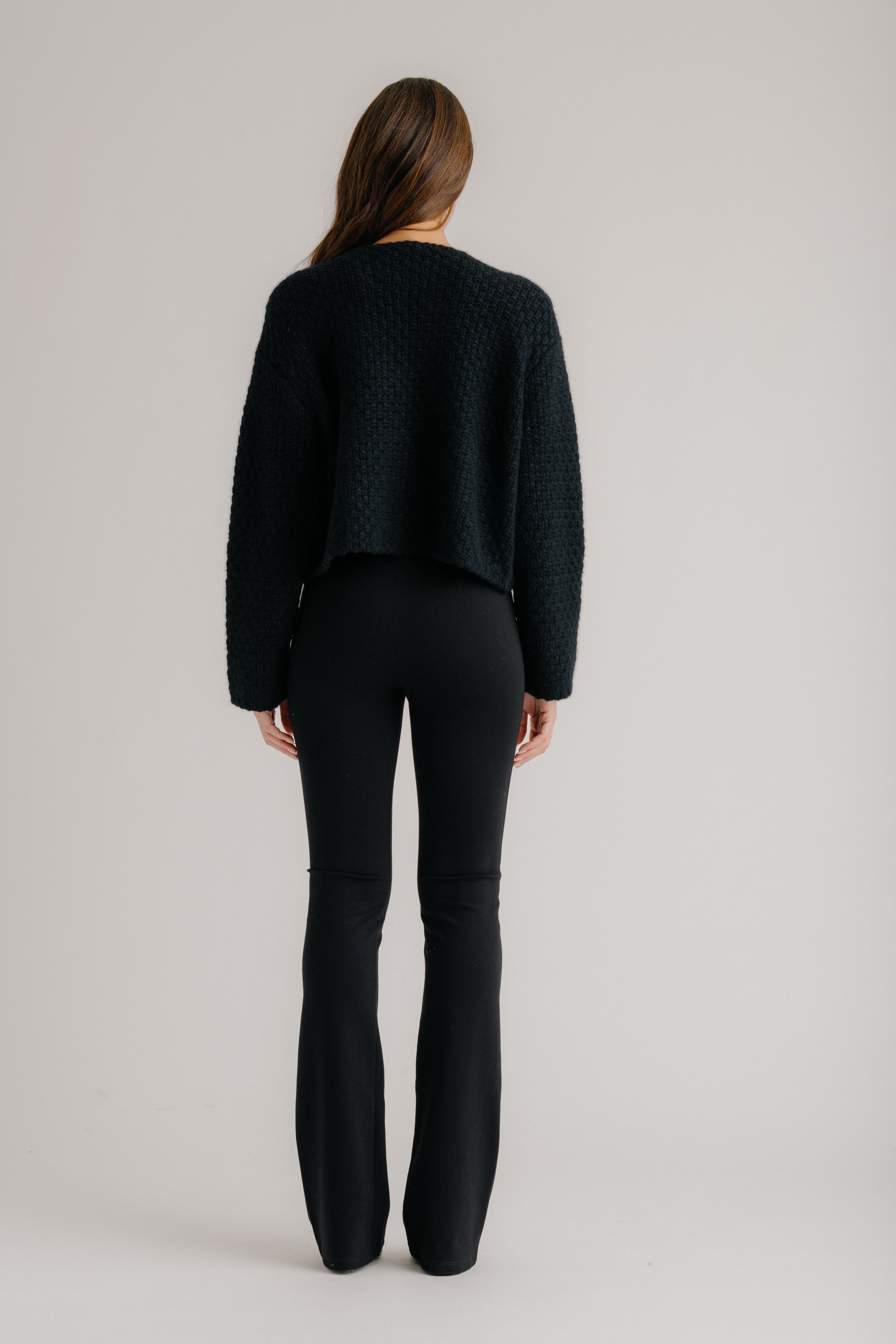 CHARLENE CROPPED WELT POCKET CASHMERE JACKET | BLACK