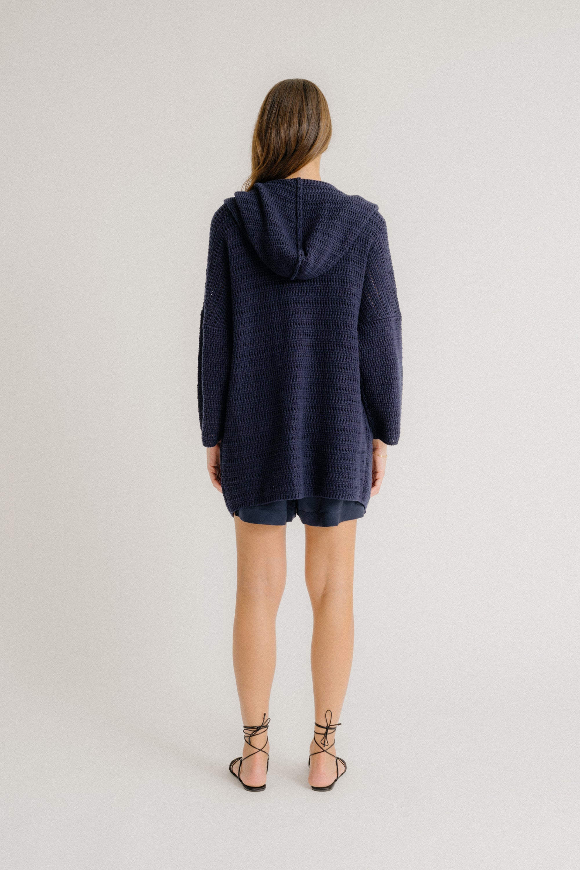 SHAINE HOODED PATCH POCKET CARDIGAN | MIDNIGHT NAVY